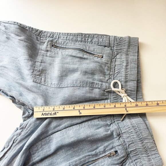 Athleta Cabo Linen Jogger Pants in Light Blue Chambray Coastal Athleisure Size 0 - Picture 7 of 8